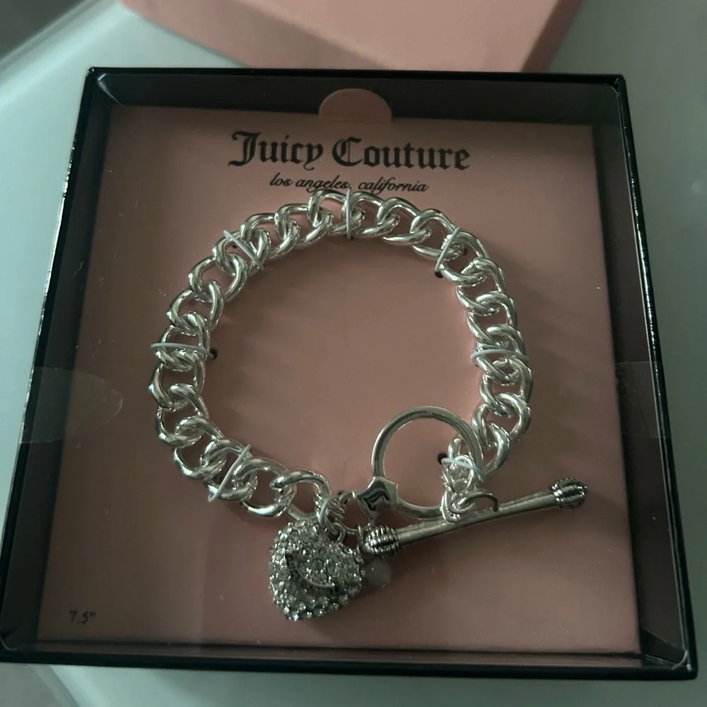 Juicy couture silver heart charm bracelet